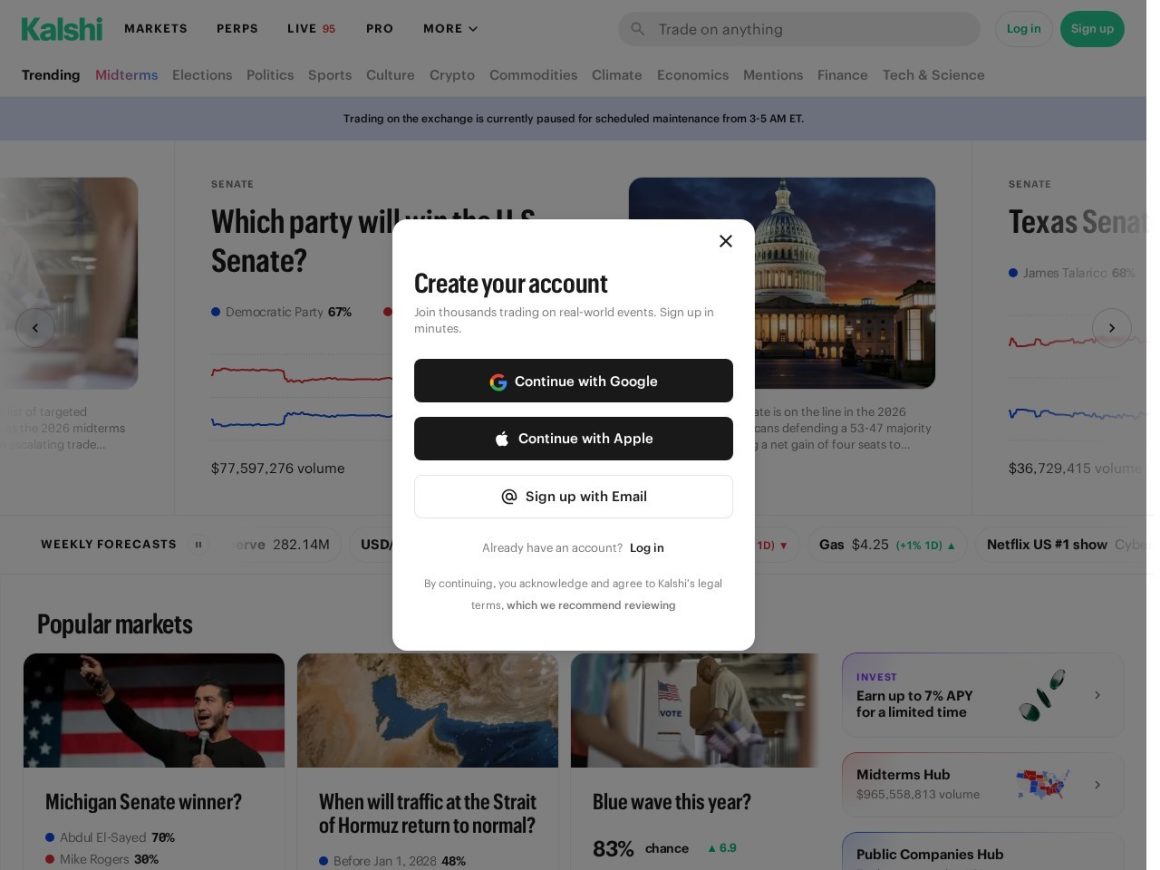 Kalshi official website homepage